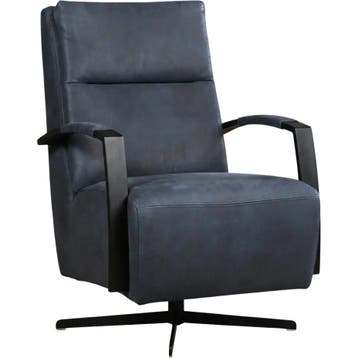 Leren draaifauteuil Award - Kenia Denim (blauw) - Stervoet, Nieuw, Ophalen of Verzenden, 50 tot 75 cm, Industrieel, Modern