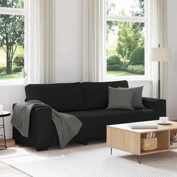 vidaXL 3-zitsbank 220x77x82 cm stof zwart, Verzenden, Nieuw, Driepersoons, Stof