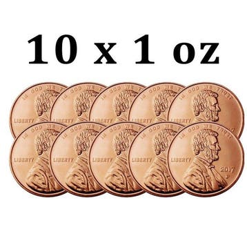 Verenigde Staten. 10 x 1 oz Lincoln Head Cent 999 Fine