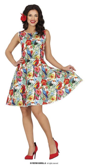 Hawaii Jurk Multikleur Papegaai Print Dames, Ophalen of Verzenden, Nieuw