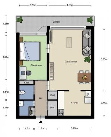 Te Huur 2 Kamer Appartement Orionstraat In Eindhoven, Huizen en Kamers, Huizen te huur, Noord-Brabant, Direct bij eigenaar, Eindhoven