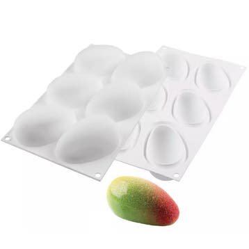 Silikomart Siliconen Bakvorm Mango (6x) 9,3x5,7cm + Cutter, Hobby en Vrije tijd, Taarten en Cupcakes maken, Verzenden, Nieuw
