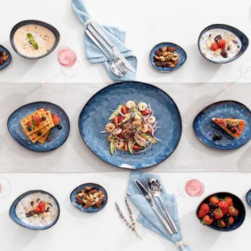 Blauw Keramisch Design Servies Dinner Set | Vintage Look, Verzenden, Nieuw, Keramiek, Compleet servies