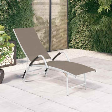 vidaXL Ligbed textileen en aluminium taupe, Verzenden, Nieuw