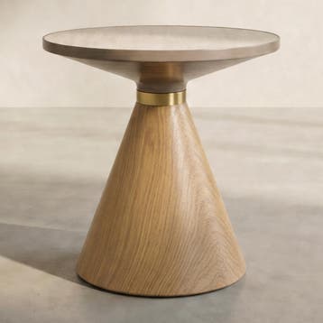 *WOONWINKEL* Kare Design Cono Ronde Bijzettafel Eiken, Huis en Inrichting, Tafels | Bijzettafels, Verzenden, Nieuw