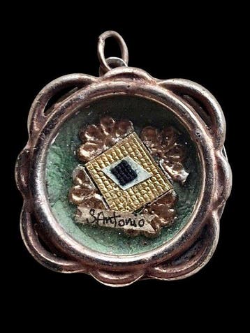 Reliekhouder - Legering, Textiel, Papier, Glas - 1920-1930 -