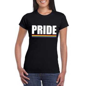 Gay Pride lesbo shirt zwart Pride dames - Regenboog thema, Ophalen of Verzenden, Nieuw