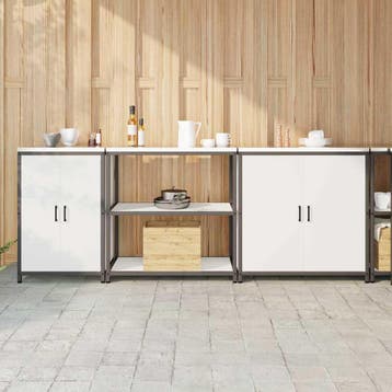 vidaXL Keukenopslag set HATTEM 3 st Wit Koudgewalst staal, Verzenden, Nieuw, Wit