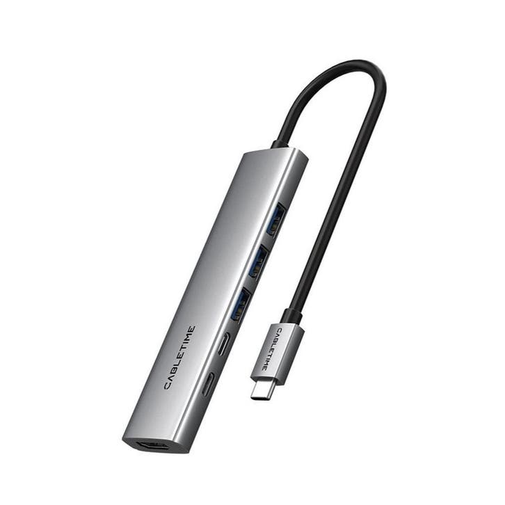 Cabletime – 6-in-1 USB-C Hub –  voor MacBook en Windows, Computers en Software, Dockingstations, USB-hub, Nieuw, Laptop, Tablet