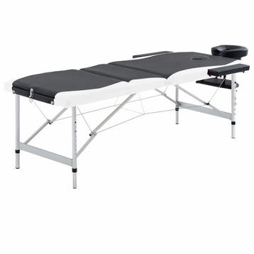 vidaXL Massagetafel inklapbaar 3 zones aluminium zwart en, Verzenden, Nieuw