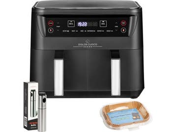 Veiling - Dolce Cuoco dubbele airfryer XXL 8L 2 lades set, Nieuw