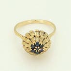 Ring - 18 karaat Geel goud - Saffier, Sieraden, Tassen en Uiterlijk, Ringen, Nieuw