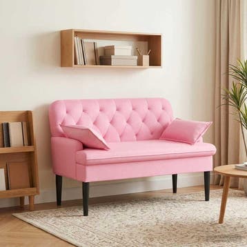 vidaXL Loungebank met knopencomfort Roze 111 x 68 x 80 cm, Verzenden, Nieuw, Stof, Minder dan 150 cm