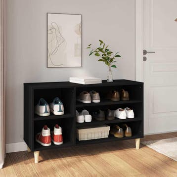 vidaXL Schoenenkast 102x36x60 cm bewerkt hout zwart, Huis en Inrichting, Verzenden, Nieuw