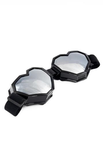 KIMU® Goggles Hartjes Skibril Bril Zwart Montuur Zilveren Sp, Ophalen of Verzenden, Nieuw, Overige maten, Carnaval