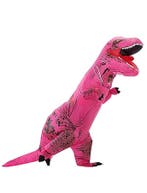 KIMU® Opblaas Kostuum T-Rex Roze Opblaasbaar Pak Dinopak Mas, Ophalen of Verzenden, Nieuw, Carnaval, Kleding