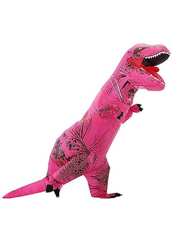 KIMU® Opblaas Kostuum T-Rex Roze Opblaasbaar Pak Dinopak Mas, Kleding | Dames, Carnavalskleding en Feestkleding, Ophalen of Verzenden