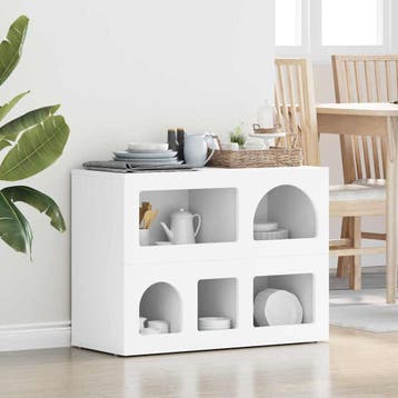 vidaXL Dressoir Wit 80,5 x 35 x 59 cm Bewerkt hout, Verzenden, Nieuw, Overige houtsoorten, Minder dan 50 cm