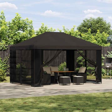 vidaXL Paviljoen 4 × 3 m Antracietkleurig Polyester en staal, Verzenden, Nieuw