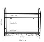 Wijnrek Wand Zwart – Metalen Rek met Glazenhouder, 12 Flesse, Huis en Inrichting, Verzenden, Nieuw