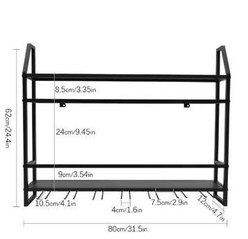 Wijnrek Wand Zwart – Metalen Rek met Glazenhouder, 12 Flesse, Verzenden, Nieuw