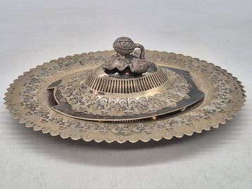 Schotel - Antike Gemüseschale mit Deckel – Versilbert –