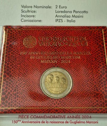 Vaticaan. 2 Euro 2024 Guglielmo Marconi (Zonder