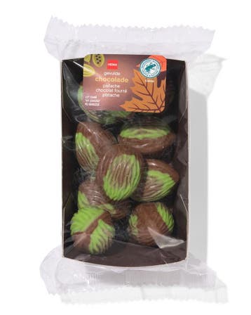 HEMA Luxe chocoladewalnoten pistache 145g, Verzenden, Nieuw