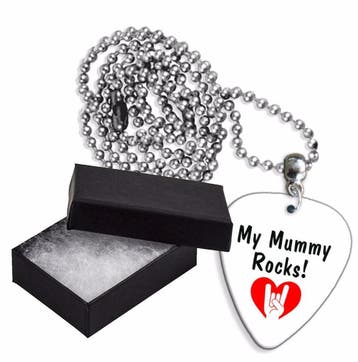My Mummy Rocks plectrum ketting, sleutelhanger of oorbellen, Ophalen of Verzenden, Nieuw