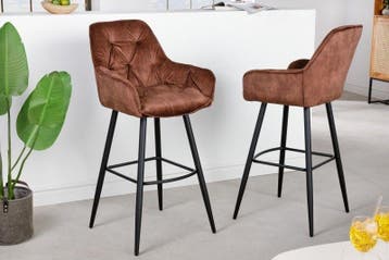Design barkruk MILANO bruin fluwelen barstoel met, Ophalen of Verzenden, Nieuw
