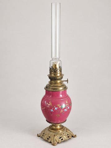 Petroleumlamp - Aardewerk, Messing, Kristal - kerosinelamp, Antiek en Kunst