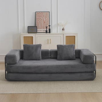 4-in-1 Opvouwbare Bank, Slaapbank met Corduroy Stof, Gastenb, Tuin en Terras, Verzenden, Nieuw