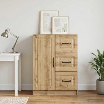 vidaXL Dressoir Artisanaal eiken 66 x 34,5 x 87 cm Bewerkt, Verzenden, Nieuw, Overige houtsoorten, Minder dan 50 cm