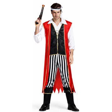 Luxe piratenkostuum met lange jas voor heren – - Maat, Ophalen of Verzenden, Nieuw, Maat 48/50 (M)