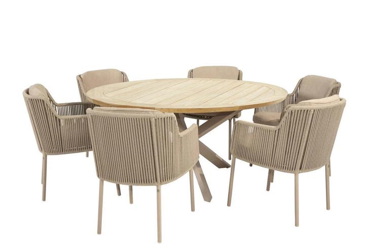 4 Seasons Outdoor Bernini tuinset latte met Prado tafel met, Tuin en Terras, Tuinsets en Loungesets, Ophalen of Verzenden