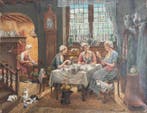 Nederlandse school (XIX) - Interior Scene with Ladies at, Antiek en Kunst