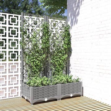vidaXL Plantenbak met latwerk 80x40x121,5 cm polypropeen, Verzenden, Nieuw, Kunststof, 60 tot 100 cm