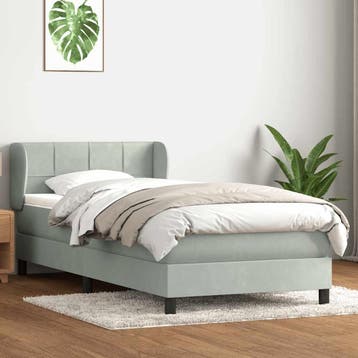 vidaXL Boxspring met matras fluweel lichtgrijs 80x220 cm, Eenpersoons, Verzenden, Nieuw, Stof