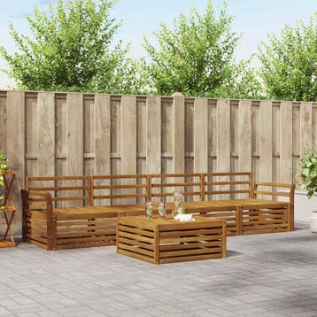 vidaXL Buiten bankenset 5 st Naturel Massief Acaciahout, Verzenden, Nieuw