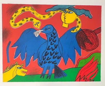 Corneille (1922-2010) - Lithographie Mémoire de Bali, 1993