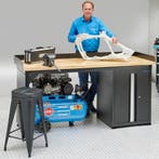 Datona Werkbank 200 cm 1 kast deuren bamboe - Datona - Zwart, Ophalen of Verzenden, Nieuw