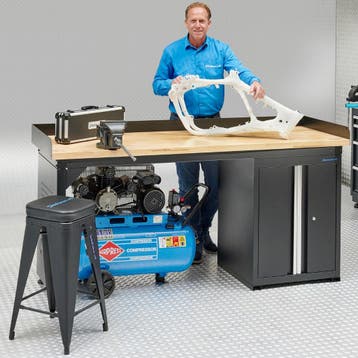 Datona Werkbank 200 cm 1 kast deuren bamboe - Datona - Zwart, Ophalen of Verzenden, Nieuw