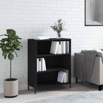 vidaXL Schappenkast 69,5x32,5x90 cm bewerkt hout zwart, Minder dan 50 cm, Verzenden, Nieuw, Minder dan 100 cm
