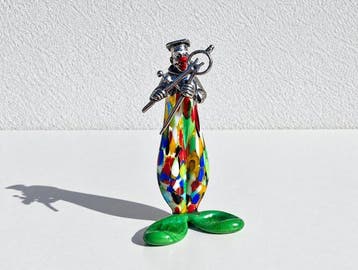 Vittorio Angini - Beeldje - Clown Vittorio Angini in argento