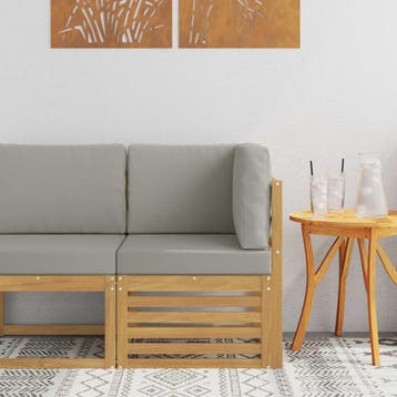 vidaXL Buiten Hoek Sofa Massief Acaciahout Wit, Verzenden, Nieuw