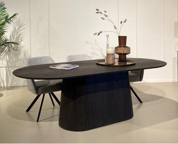 Eettafel Novero ovaal eiken 230x110 cm - Espresso bruin, Ophalen of Verzenden, Nieuw
