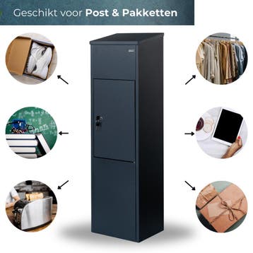 PakketBrievenbus Zwart - GRATIS thuisbezorgd, Verzenden, Nieuw, Rvs, Staande brievenbus