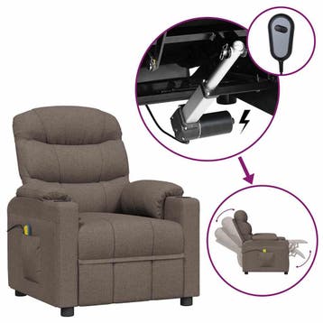 vidaXL Massagestoel elektrisch stof taupe, Verzenden, Nieuw