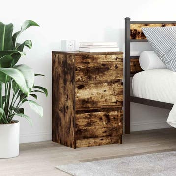 vidaXL Nachtkastje met 3 lades 39x35x65 cm gerookt, Minder dan 45 cm, Verzenden, Nieuw, 55 tot 70 cm