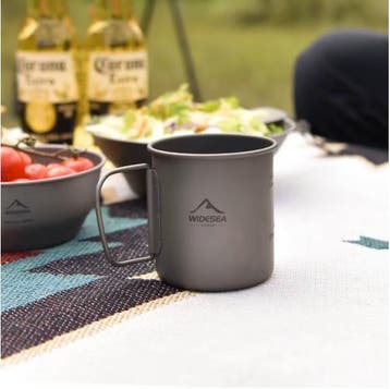 Titanium Camping Mok met Deksel Lichtgewicht Hiking Outdoor, Verzenden, Nieuw